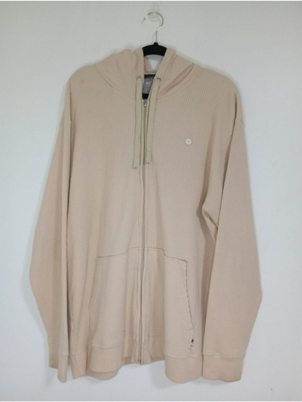 Southpole Beige Waffle Knit Full Zip Hoodie With Drawstring Size L